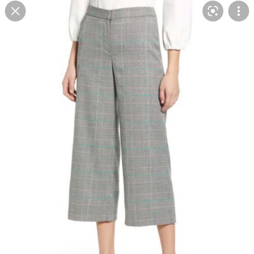 Halogen wide leg houndstooth plaid pants